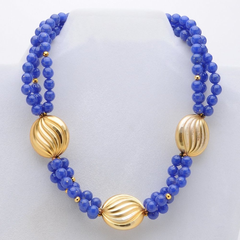 Lapis Blue Thermoplastic Bead Necklace